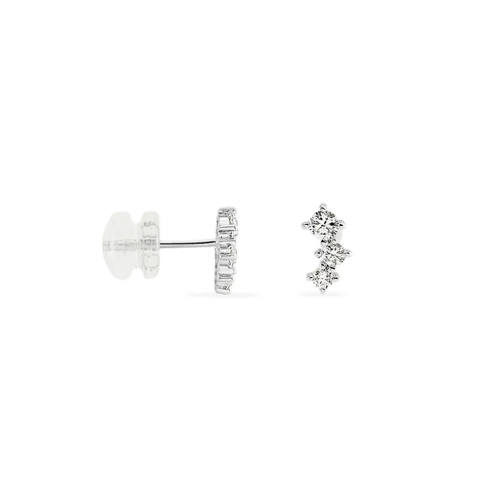 Boucles D'oreilles Puces Kyoto Or Blanc Oxyde De Zirconium