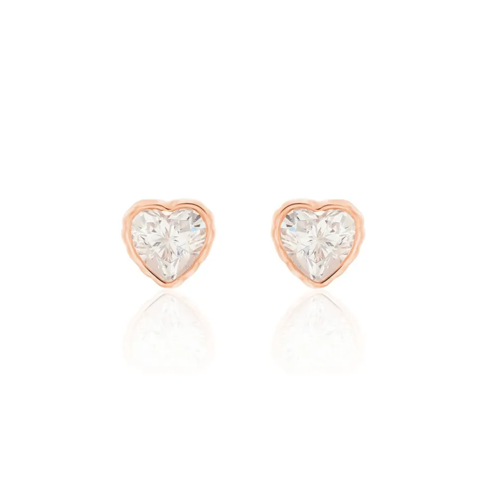 Boucles D'oreilles Puces Kadidjatou Or Rose Oxyde De Zirconium