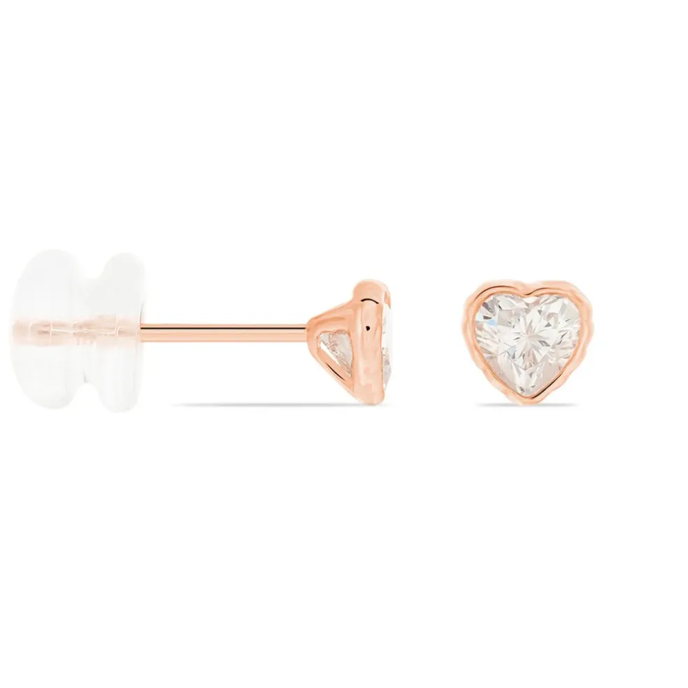 Boucles D'oreilles Puces Kadidjatou Or Rose Oxyde De Zirconium