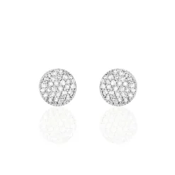 Boucles D'oreilles Puces Kristin Or Blanc Diamant