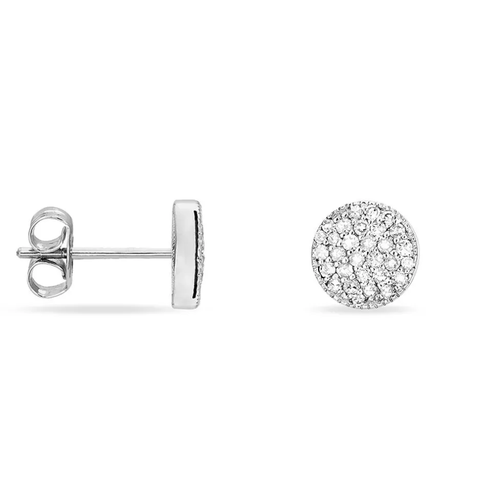 Boucles D'oreilles Puces Kristin Or Blanc Diamant