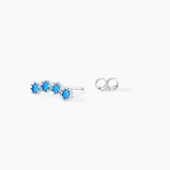 Boucles D'oreilles Puces Karrie Argent Blanc Oxyde De Zirconium