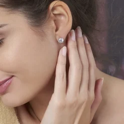 Boucles D'oreilles Puces Kylianna Argent Blanc Oxyde De Zirconium