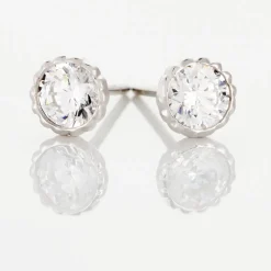 Boucles D'oreilles Puces Kadidia Or Blanc Oxyde De Zirconium