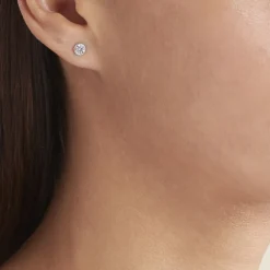 Boucles D'oreilles Puces Kadidia Or Blanc Oxyde De Zirconium