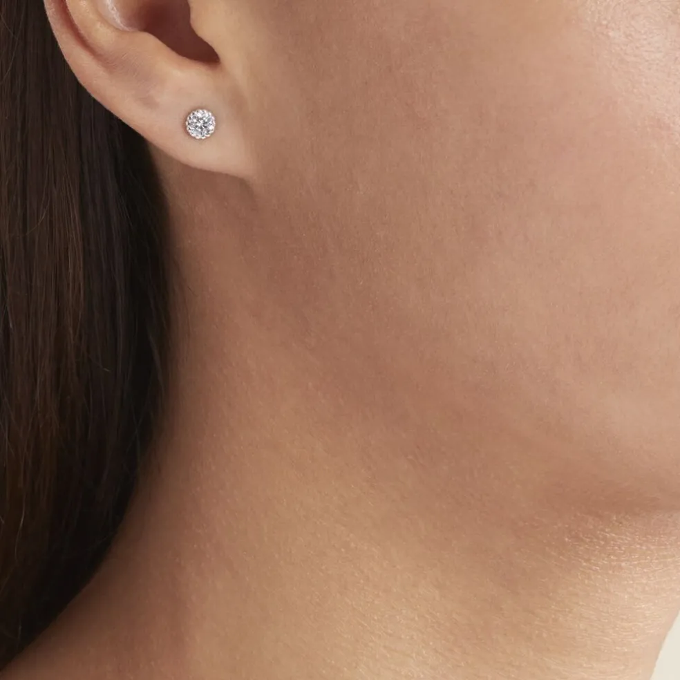 Boucles D'oreilles Puces Kadidia Or Blanc Oxyde De Zirconium