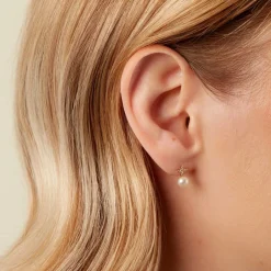 Boucles D'Oreilles Puces Kalpana Or Jaune Perle De Culture Oxyde De Zirconium