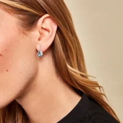 Boucles D'oreilles Puces Kenzi Or Blanc Topaze Oxyde De Zirconium