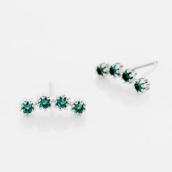 Boucles D'oreilles Puces Karrie Argent Blanc Oxyde De Zirconium