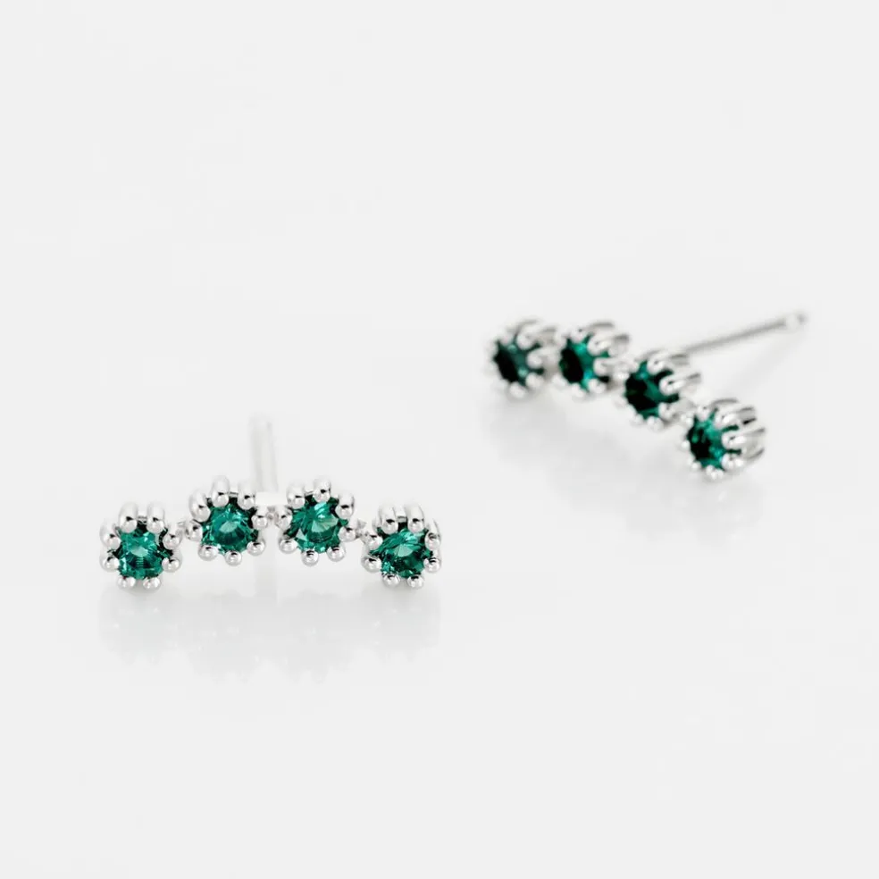 Boucles D'oreilles Puces Karrie Argent Blanc Oxyde De Zirconium