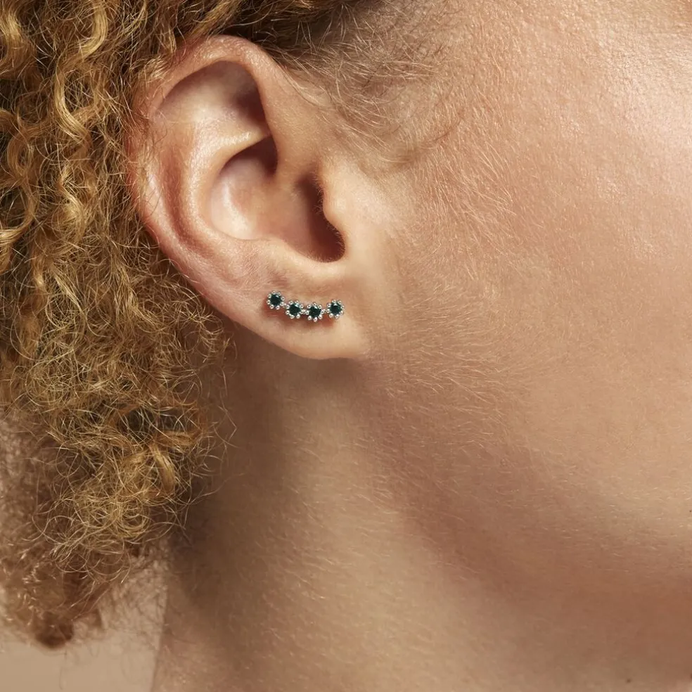 Boucles D'oreilles Puces Karrie Argent Blanc Oxyde De Zirconium