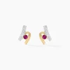 Boucles D'oreilles Puces Kirsten Or Jaune Rubis Et Diamant