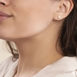 Boucles D'oreilles Puces Kesya Nacres Bouton Or Jaune Perle De Culture