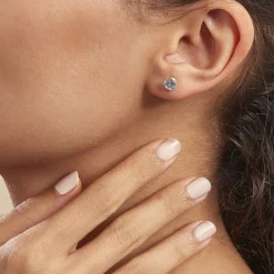 Boucles D'oreilles Puces Klodina Or Blanc Topaze