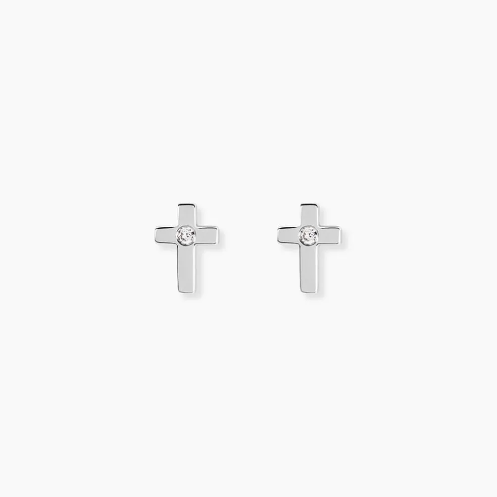 Boucles D'oreilles Puces Laurice Argent Blanc Oxyde De Zirconium
