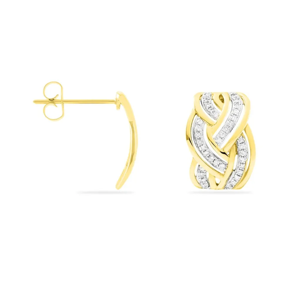 Boucles D'oreilles Puces Leopoldine Or Jaune Diamant