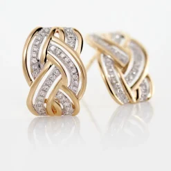 Boucles D'oreilles Puces Leopoldine Or Jaune Diamant