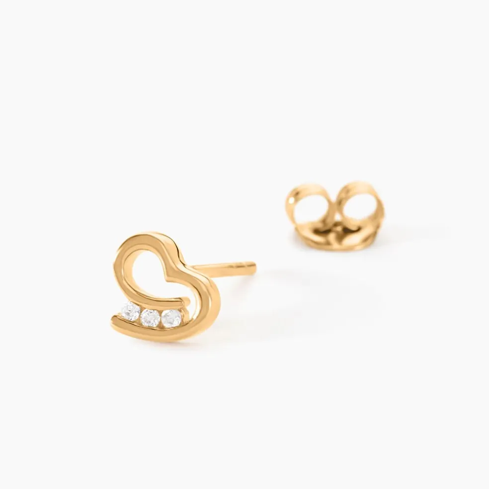Boucles D'oreilles Puces Laela Plaqué Or Jaune Oxyde De Zirconium