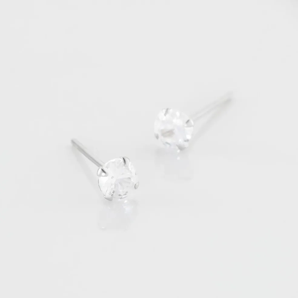 Boucles D'oreilles Puces Laena Argent Blanc Oxyde De Zirconium
