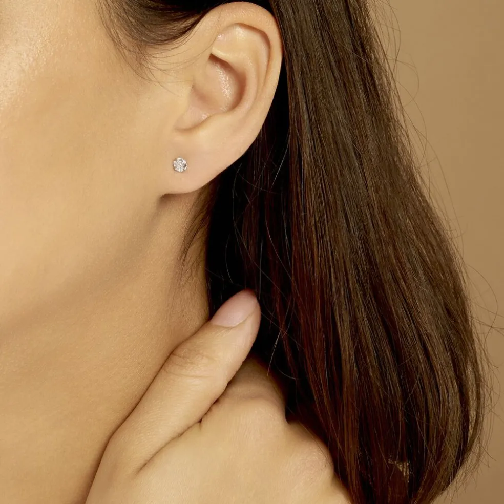 Boucles D'oreilles Puces Laena Argent Blanc Oxyde De Zirconium