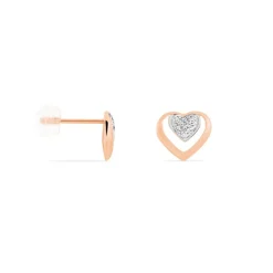 Boucles D'oreilles Puces Liana Or Rose Diamant