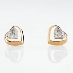 Boucles D'oreilles Puces Liana Or Rose Diamant