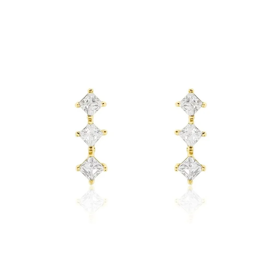 Boucles D'oreilles Puces Lorens Or Jaune Oxyde De Zirconium