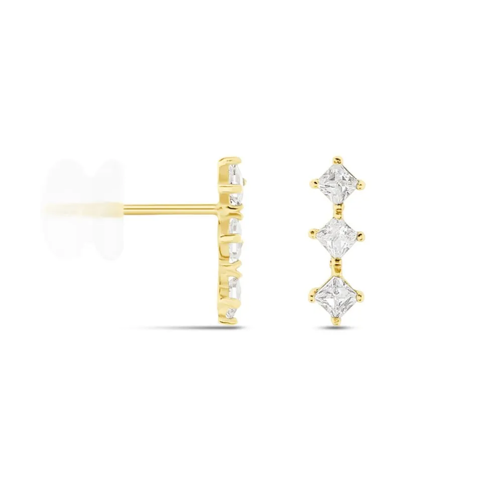 Boucles D'oreilles Puces Lorens Or Jaune Oxyde De Zirconium