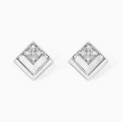 Boucles D'oreilles Puces Liana Or Blanc Diamant