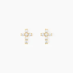 Boucles D'oreilles Puces Luna Or Jaune Oxyde De Zirconium
