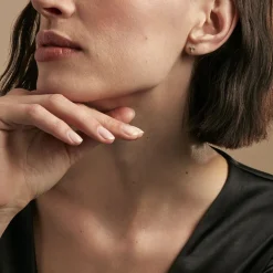 Boucles D'oreilles Puces Luna Or Jaune Oxyde De Zirconium