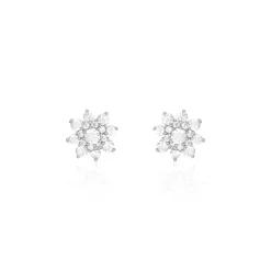 Boucles D'oreilles Puces Lorraine Argent Blanc Oxyde De Zirconium