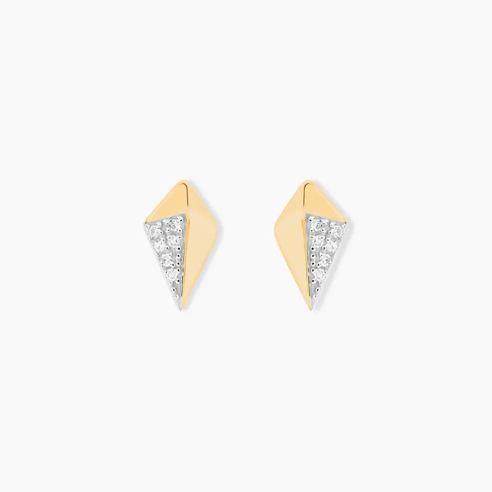 Boucles D'oreilles Puces Lizia Or Jaune Diamant