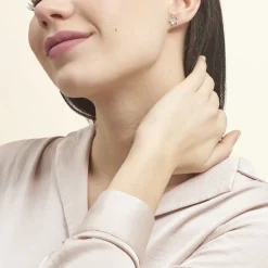 Boucles D'oreilles Puces Locmae Argent Blanc