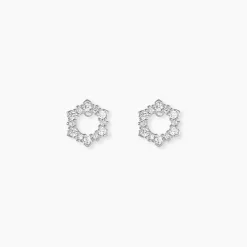 Boucles D'oreilles Puces Louwenn Argent Blanc Oxyde De Zirconium