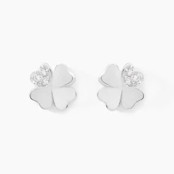 Boucles D'oreilles Puces Luce Argent Blanc Oxyde De Zirconium
