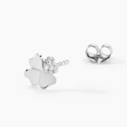Boucles D'oreilles Puces Luce Argent Blanc Oxyde De Zirconium