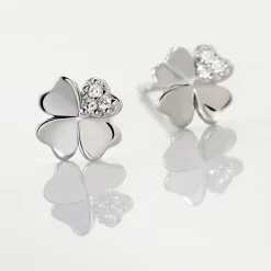 Boucles D'oreilles Puces Luce Argent Blanc Oxyde De Zirconium
