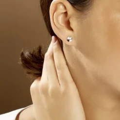 Boucles D'oreilles Puces Luce Argent Blanc Oxyde De Zirconium