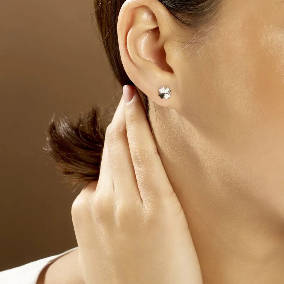 Boucles D'oreilles Puces Luce Argent Blanc Oxyde De Zirconium