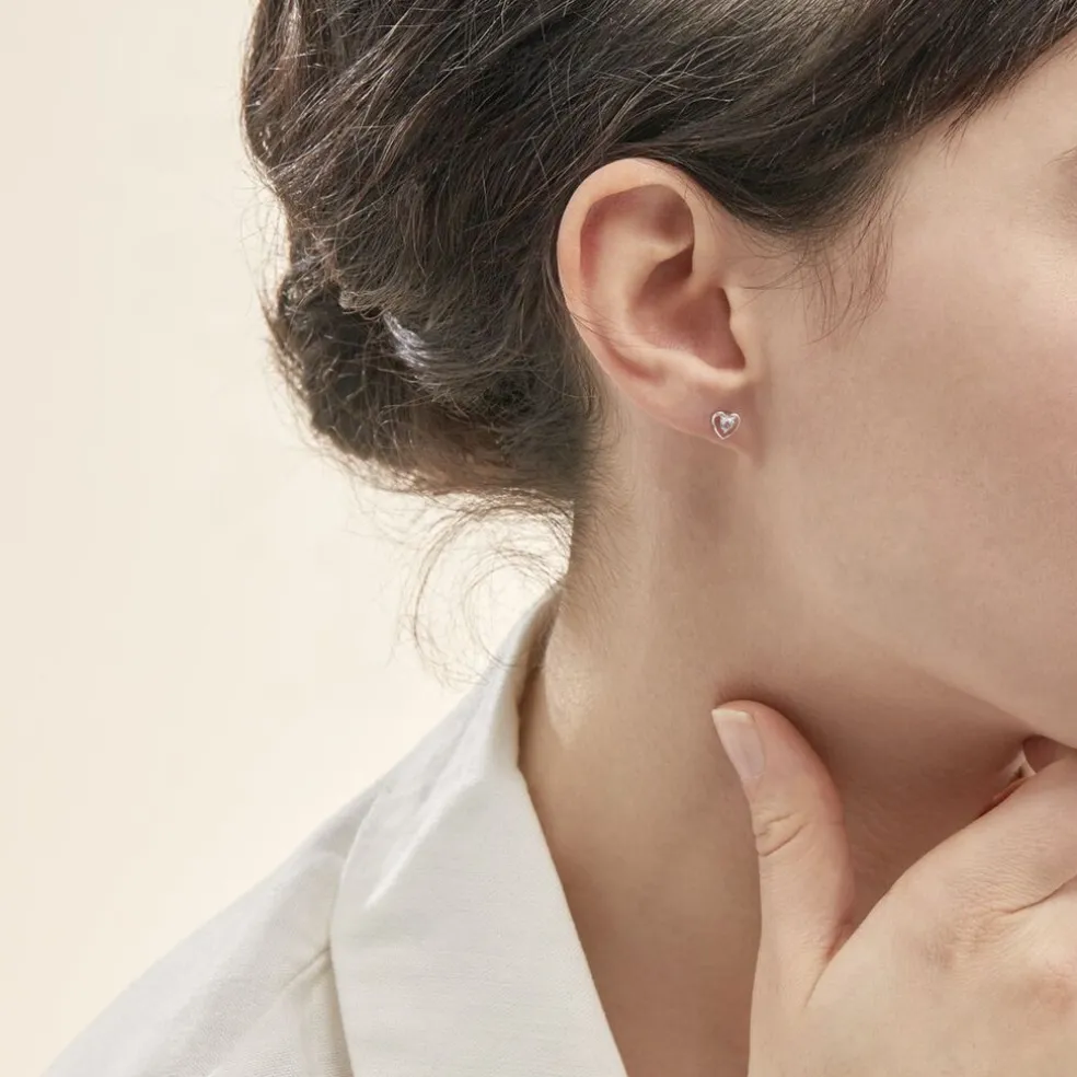 Boucles D'oreilles Puces Luann Or Blanc Topaze