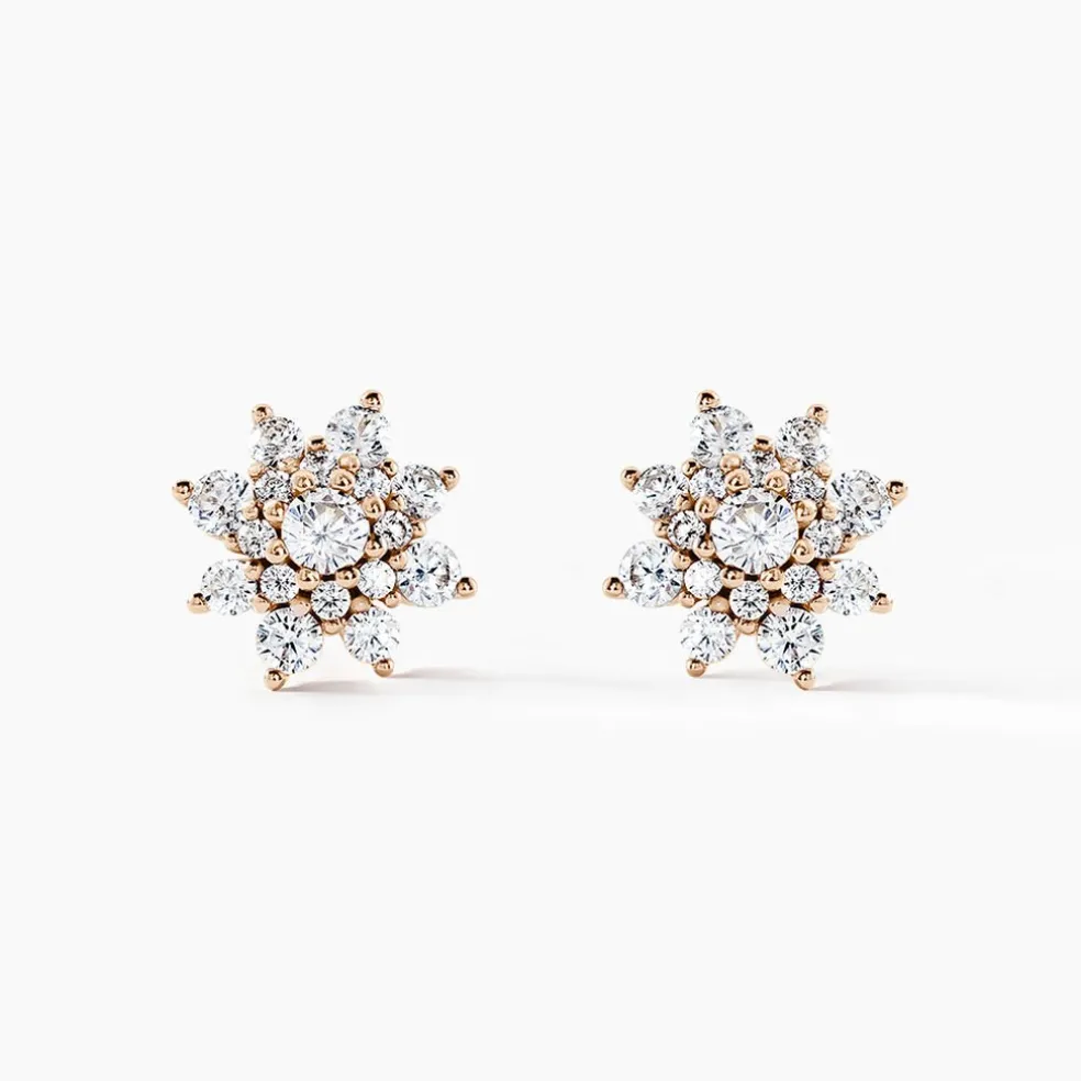 Boucles D'oreilles Puces Lorraine Argent Rose Oxyde De Zirconium