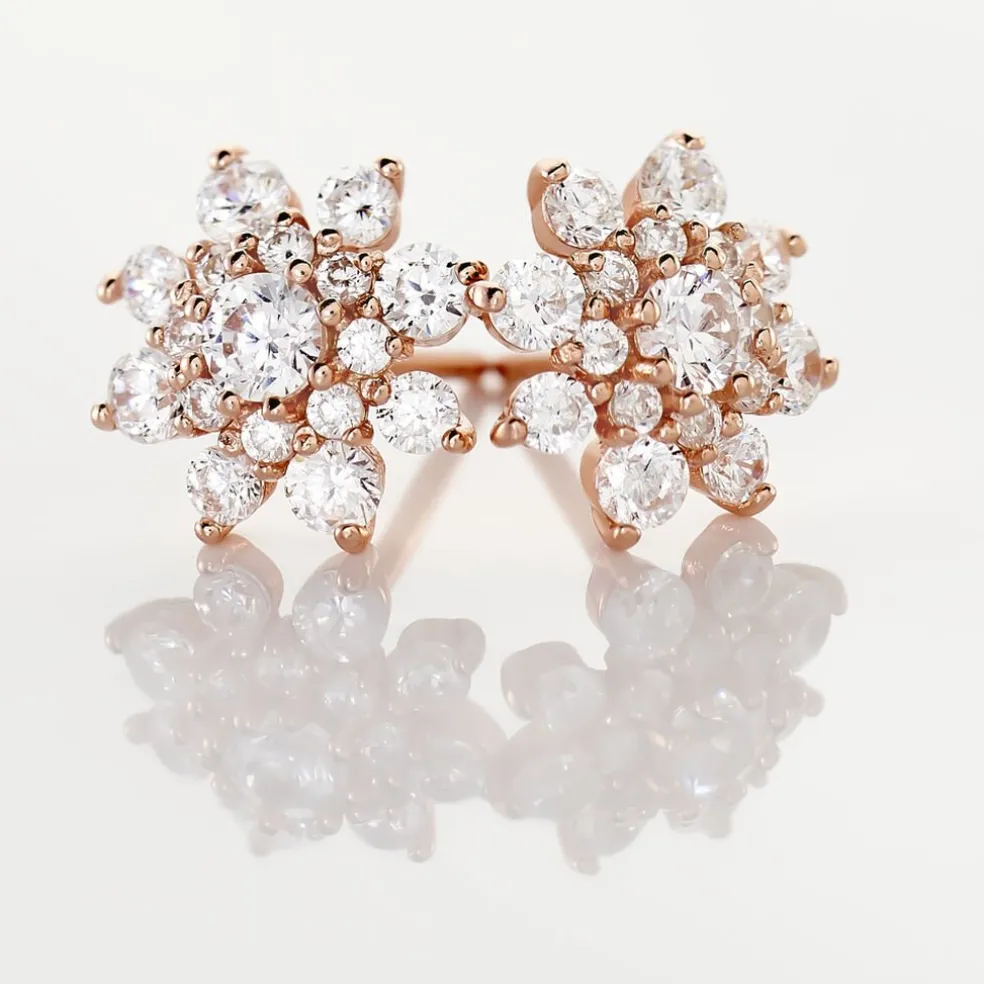 Boucles D'oreilles Puces Lorraine Argent Rose Oxyde De Zirconium