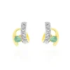 Boucles D'oreilles Puces Loubra Or Jaune Emeraude