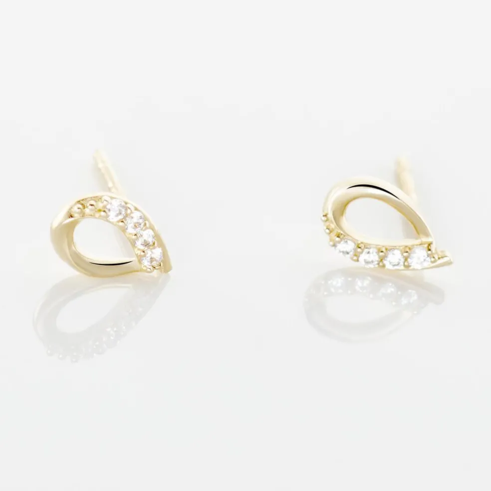 Boucles D'oreilles Puces Lisianthus Or Jaune Oxyde