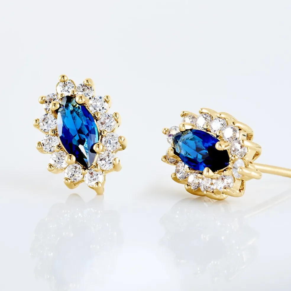 Boucles D'oreilles Puces Lisea Plaqué Or Verre Et Oxyde De Zirconium