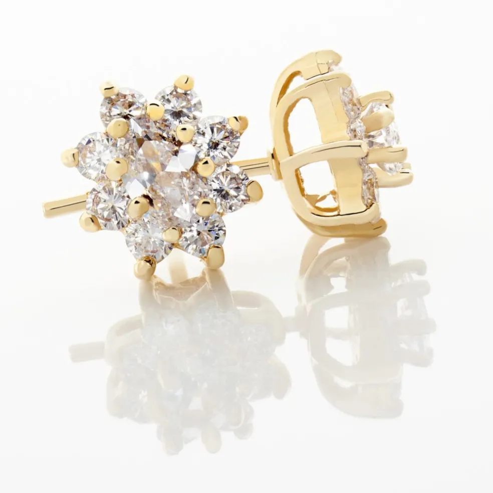 Boucles D'oreilles Puces Lisea Plaqué Or Oxydes De Zirconium