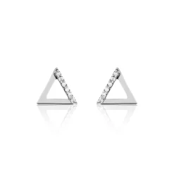 Boucles D'oreilles Puces Lorena Argent Blanc Oxyde De Zirconium