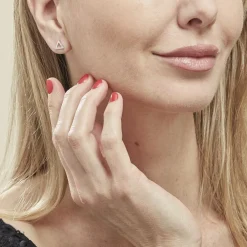 Boucles D'oreilles Puces Lorena Argent Blanc Oxyde De Zirconium