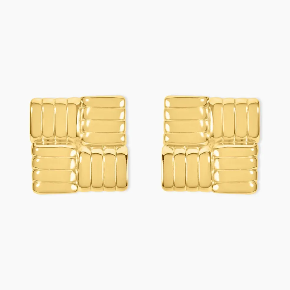 Boucles D'Oreilles Puces Lilly Acier Jaune